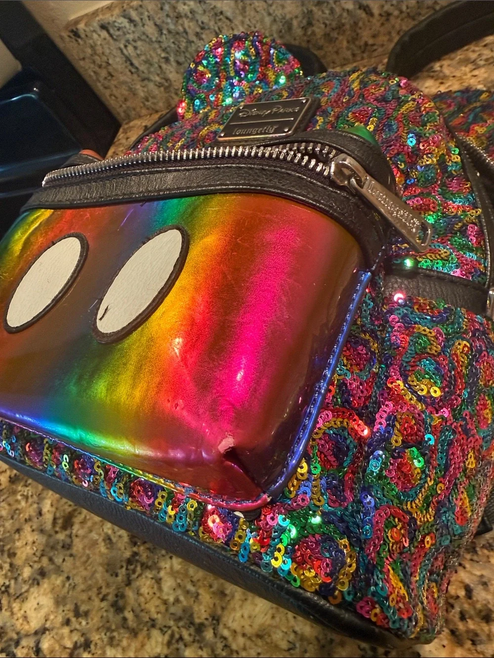 Loungefly Kids Rainbow Sequin Mickey Ear Mini Backpack - Multicolor